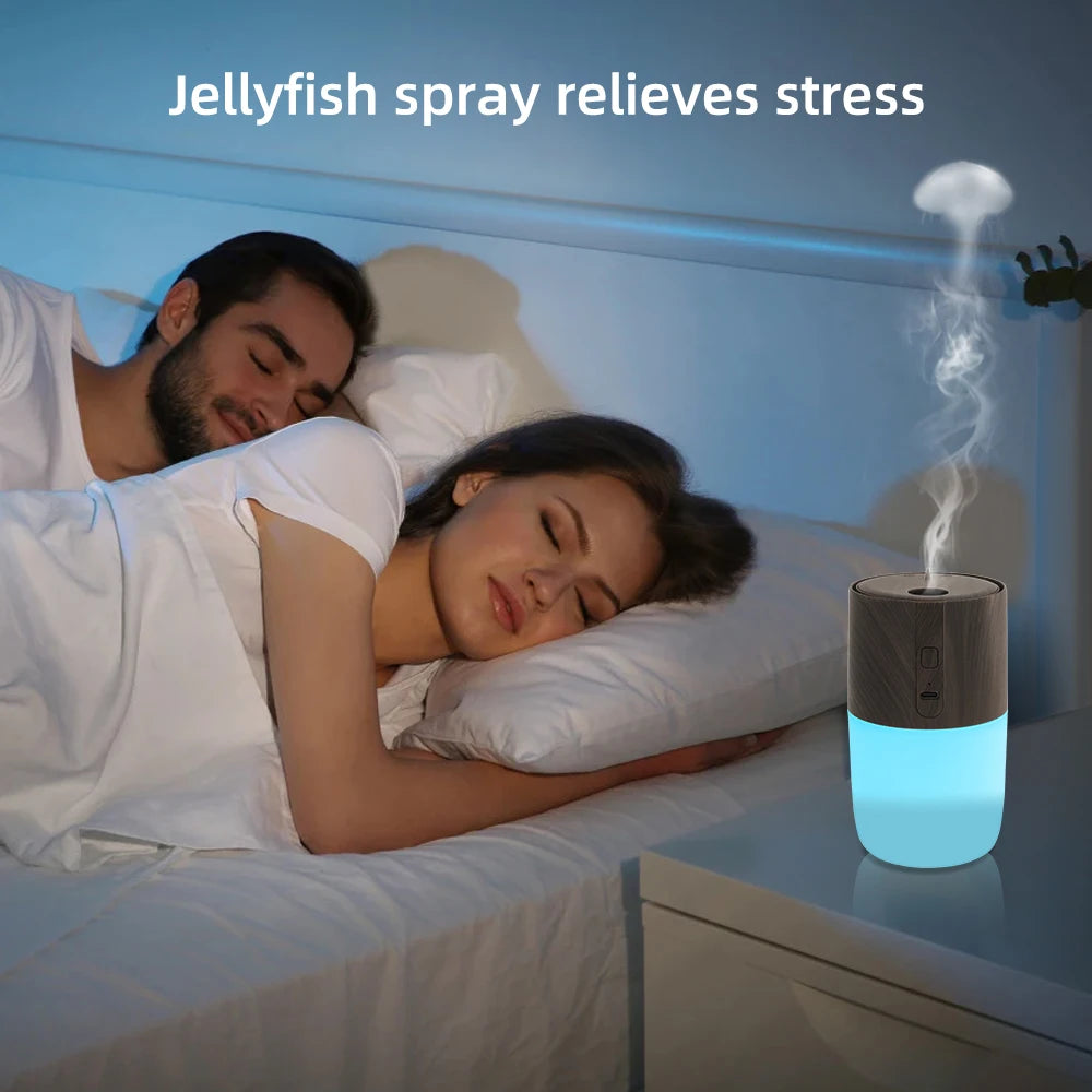 300ml Ultrasonic Aromatherapy Diffuser Wood Grain Humidifier, 7 Color LED Light, Includes 2 Essential Oils for Home & Office