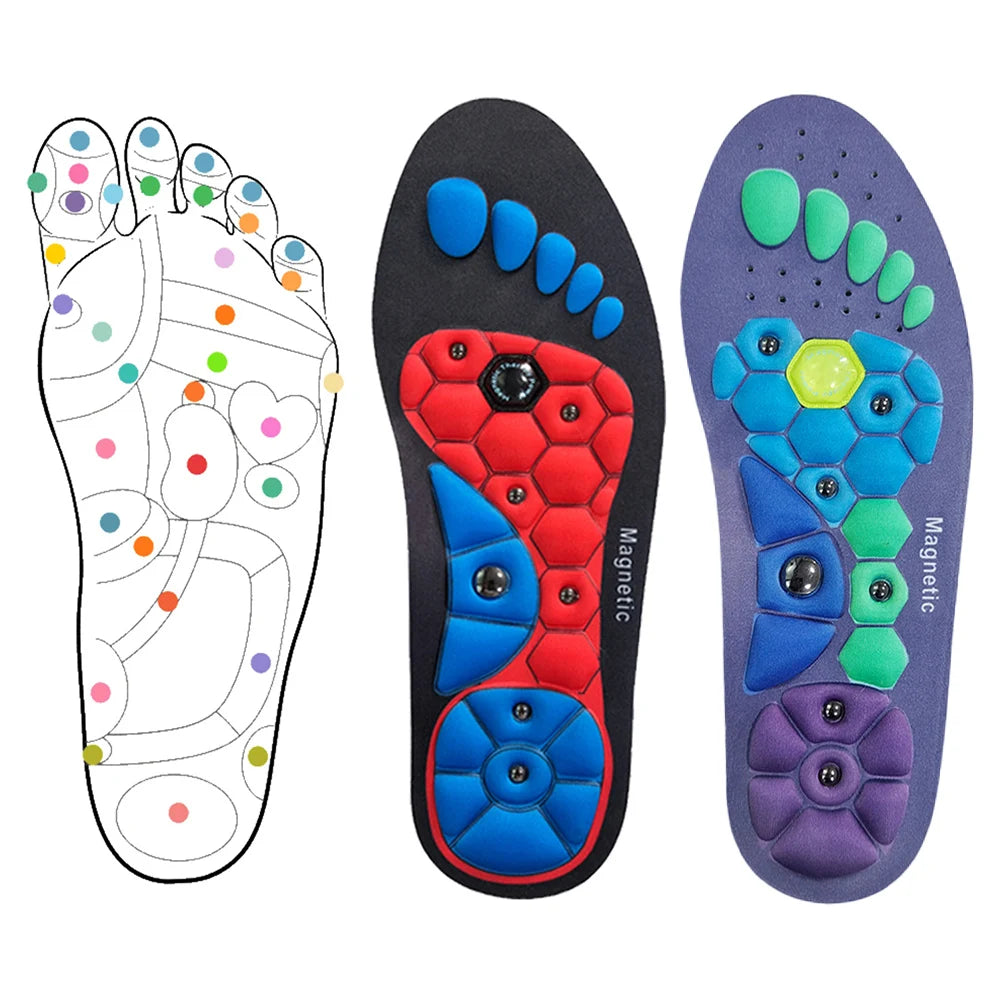 Magnetic Acupressure Shoe Insoles Arch Support and Work Boots Insoles Sweat-Absorbent Acupressure Massage Insoles for Women Men