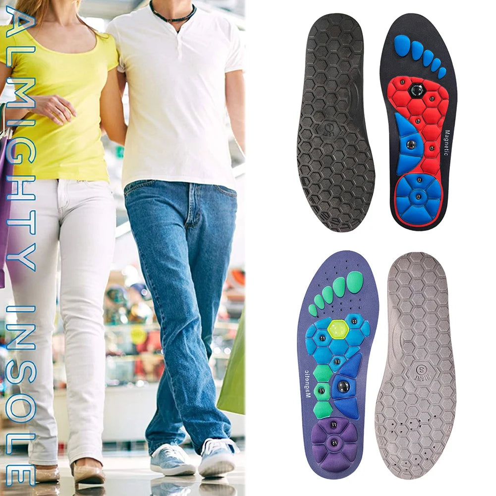 Magnetic Acupressure Shoe Insoles Arch Support and Work Boots Insoles Sweat-Absorbent Acupressure Massage Insoles for Women Men