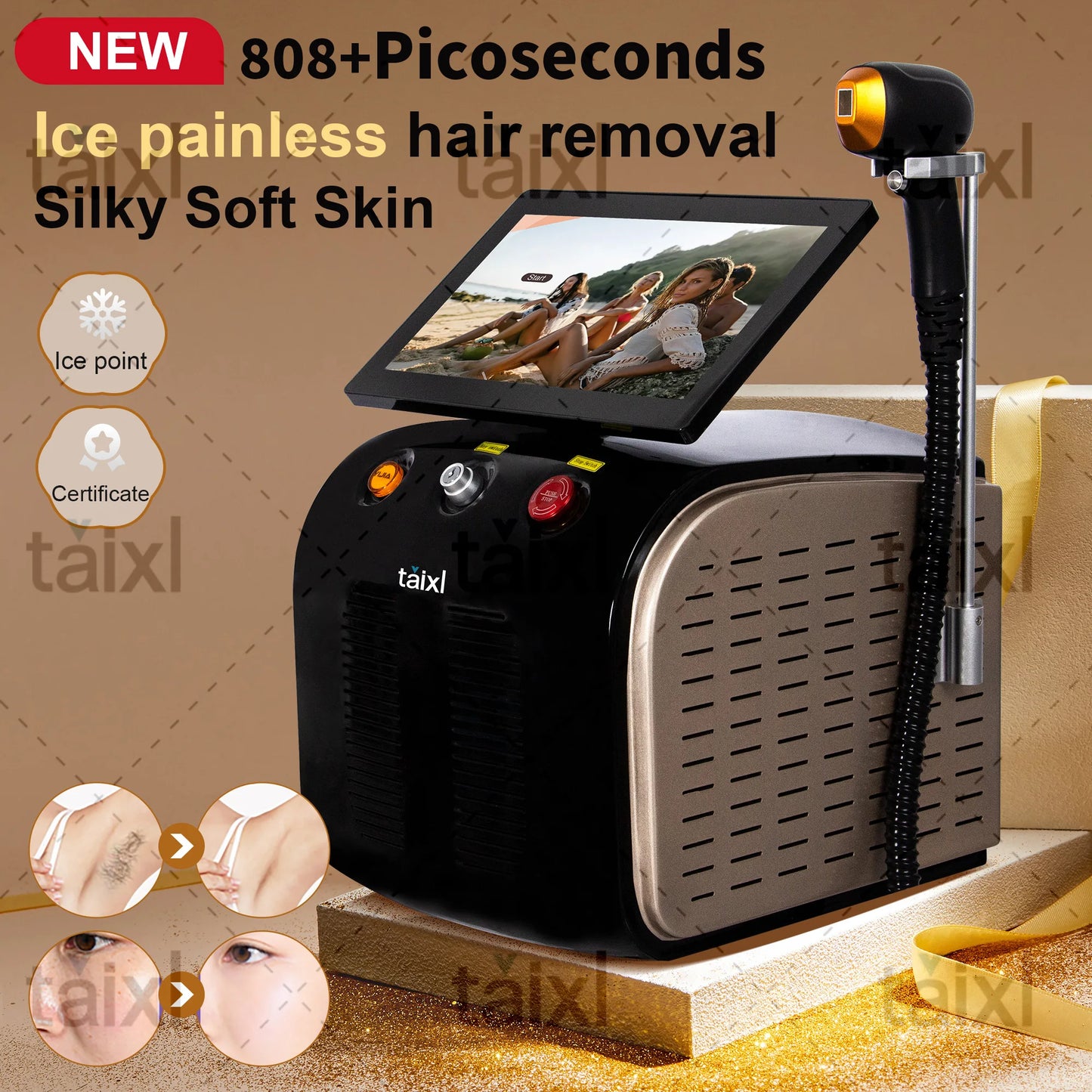 808nm Picoseconds Ice Titanium Diode Hair Removal Machine Removal Stretch Mark Tattoo Peeling Carbon And Pigmentation Salon