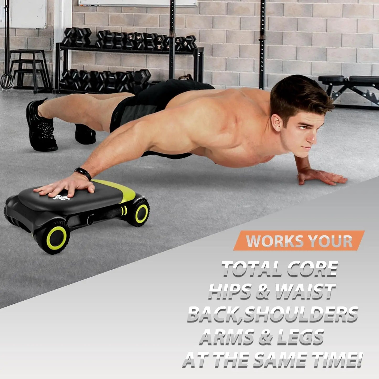 Ab Roller Board with 4 Wheels Automatic Rebound Abdominal Wheel for Core Workout Ab Exercise Equipment Abdominal Exerciser Herob