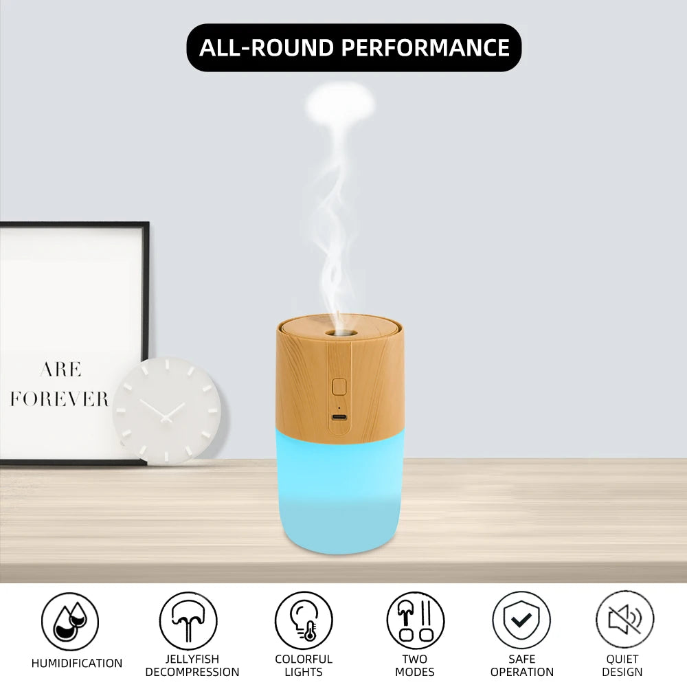 300ml Wood Grain Essential Oil Diffuser with Humidifier, Air Purifier & Soothing LED Lights  Includes  Oils